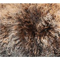 3" sq brown with beige tips curly 4-5"  tibetan lambskin corner seam 26849