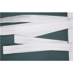 Crownette trims satin finish fold over elastic white  3/4" offset 1 yd 26695