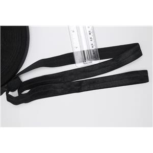 Crownette trims satin finish fold over elastic black 3/4" 1 yd 26700