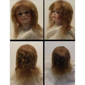 Mohair Wig center crown bangs lt brown  sz 6" 23683