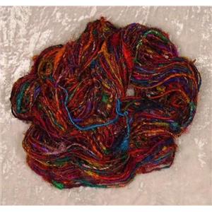 Hand spun sari silk yarn 98-100 g warm tones  22790