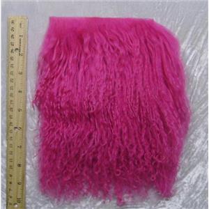 2" sq fuschia 2 tibetan lambskin doll hair  seam  23877