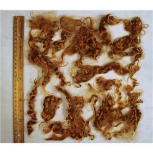 Golden red mohair doll hair soft curls of fine adult mohair locks 3-6"  25269