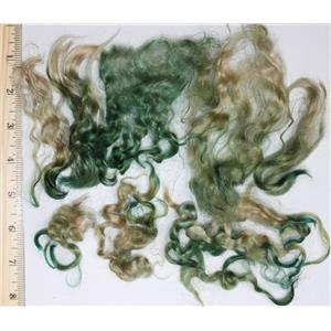 Evergreen /gold light 0.5% variegated  Mohair curls 1 oz  medium adult  26165
