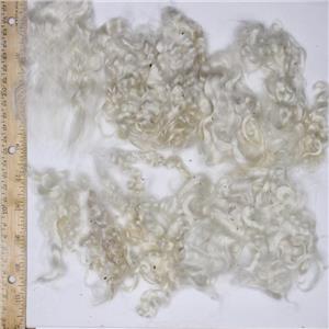 Mohair washed fine yearling Natural white sorted curls 3-6" 1 oz 26754