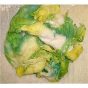 Bombyx silk laps /batt 5.3 oz  green/ yellow 22131