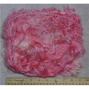 yellow silk fibers 14 g  0.5 oz dyed pink  23776