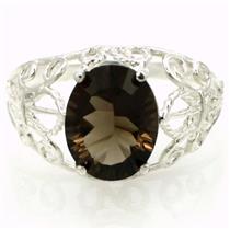 SR162, Smoky Quartz, 925 Sterling Silver Ring
