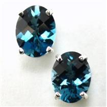 925 Sterling Silver Post Earrings, London Blue Topaz, SE002