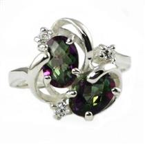 Sterling Silver Ladies Ring, Mystic Fire Topaz, SR016