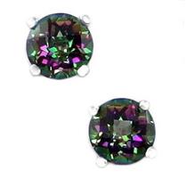 925 Sterling Silver Post Earrings, Mystic Fire Topaz, SE012