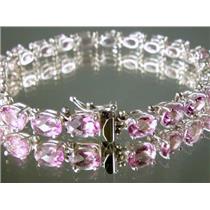 SB001, Pure Pink Topaz,  Sterling Silver Bracelet
