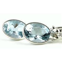 925 Sterling Silver Leverback Earrings, Aquamarine, SE001