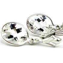 925 Sterling Silver Leverback Earrings, Silver Topaz, SE001