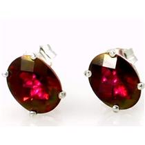925 Sterling Silver Post Earrings, Crimson Topaz, SE002