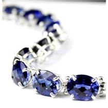SB003, Created Blue Sapphire, 925 Sterling Silver Bracelet