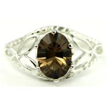 SR137, Smoky Quartz, 925 Sterling Silver Ring