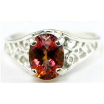 Sterling Silver Ladies Ring, Twilight Fire Topaz, SR005
