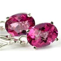 925 Sterling Silver Leverback Earrings, Pure Pink Topaz, SE007