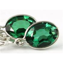 925 Sterling Silver Leverback Earrings, Russian Nanocrystal Emerald, SE001