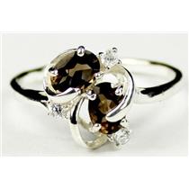 Sterling Silver Ladies Ring, Smoky Quartz, SR016