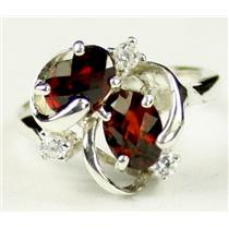 Sterling Silver Ladies Ring, Mozambique Garnet, SR016