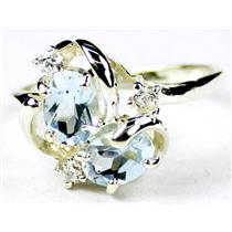 Sterling Silver Ladies Ring, Aquamarine, SR016