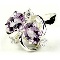 Sterling Silver Ladies Ring, Amethyst, SR016