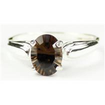 SR058, Smoky Quartz, 925 Sterling Silver Ring