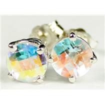 925 Sterling Silver Post Earrings, Mercury Mist Topaz, SE012