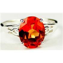 SR139, Created Padparadsha Sapphire, 925 Silver Ring
