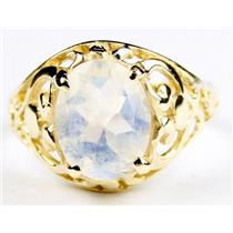 10K, 14K or 18K Gold Ladies Ring, Rainbow Moonstone, R004