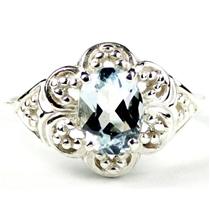 SR125, Aquamarine, 925 Sterling Silver Ring
