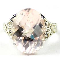 Sterling Silver Ladies Ring, Rose Quartz, SR049