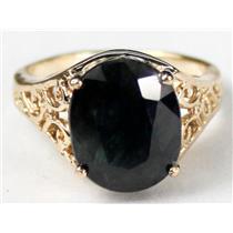 10K, 14K or 18K Gold Ladies Ring, Midnight Blue Natrual Sapphire, R057