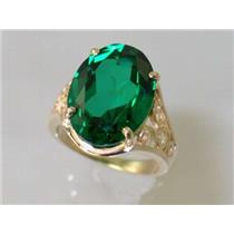 10K, 14K or 18K Gold Ladies Ring, Russian Nanocrystal Emerald, R057