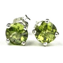925 Sterling Silver Post Earrings, Peridot, SE012