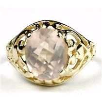 10K, 14K or 18K Gold Ladies Ring, Rose Quartz, R004