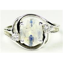 Sterling Silver Ladies Ring, Rainbow Moonstone, SR021