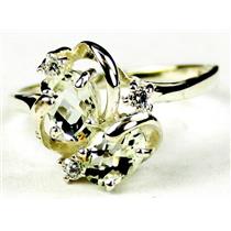 Sterling Silver Ladies Ring, Green Amethyst, SR016
