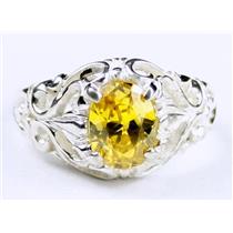 Golden Yellow CZ, 925 Sterling Silver Ring, SR113