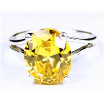 Golden Yellow CZ, 925 Sterling Silver Ring, SR132,