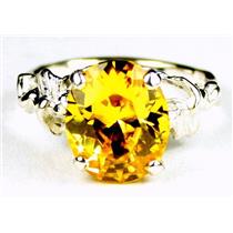 Golden Yellow CZ, 925 Sterling Silver Ring, SR154