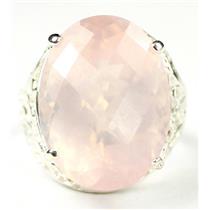 SR291, 20ct Rose Quartz, 925 Sterling Silver Ring