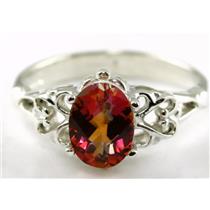 SR302, Twilight Fire Topaz,  925 Sterling Silver Ring