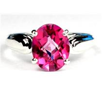SR058, Created Pink Sapphire, 925 Sterling Silver Ring