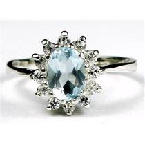 SR235, Aquamarine, 925 Sterling Silver Ring