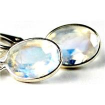 925 Sterling Silver Leverback Earrings, Rainbow Moonstone, SE001