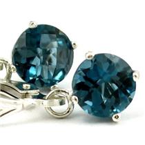 925 Sterling Silver Leverback Earrings, London Blue Topaz, SE017