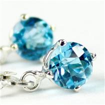 925 Sterling Silver Leverback Earrings, Swiss Blue Topaz, SE017